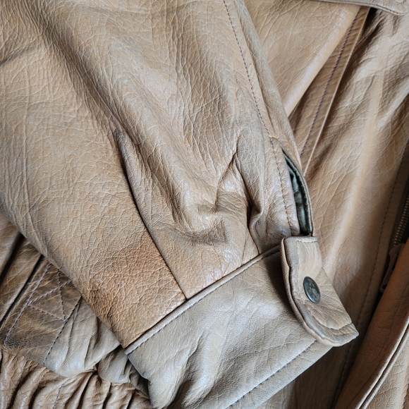 Vintage 90s Gerome Barcelona Genuine Leather Bomber Jacket Camel - Picture 5 of 12